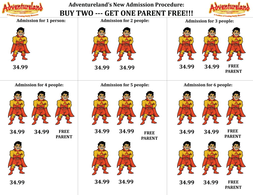 Adventureland's New Admission Procedure - Buy two get one parent free!!!